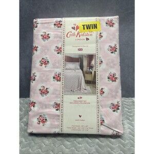 NEW Cath Kidston Twin Lace Hearts Pink Floral  3pc Cotton Sheet Set Rose